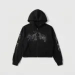 Hoodie Crop Hoodrich Gothic Rhinestone